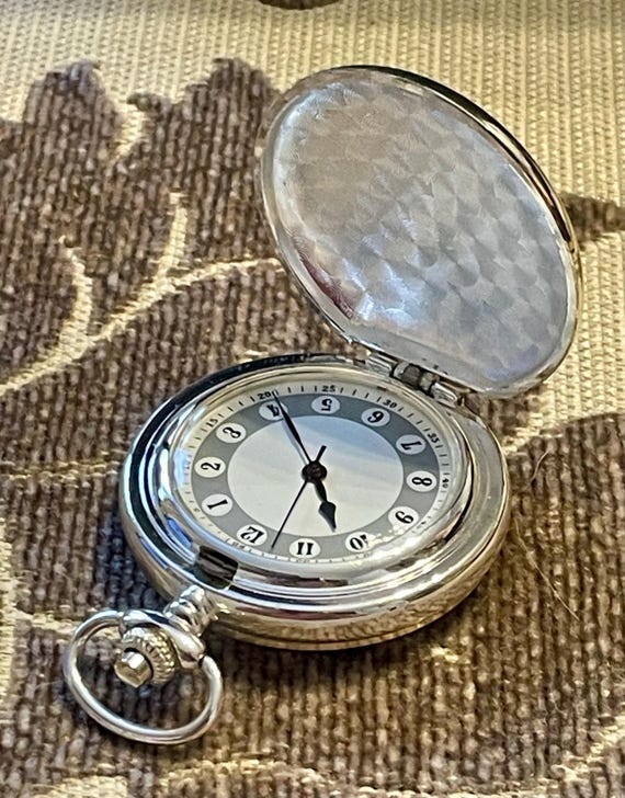 Mechanical Silver Plated Orient Express Pocket Wa… - image 10