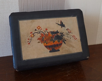 Vintage Schmuckschatulle im Orientalischen Stil, Schwarze Lackschatulle Made in Japan.