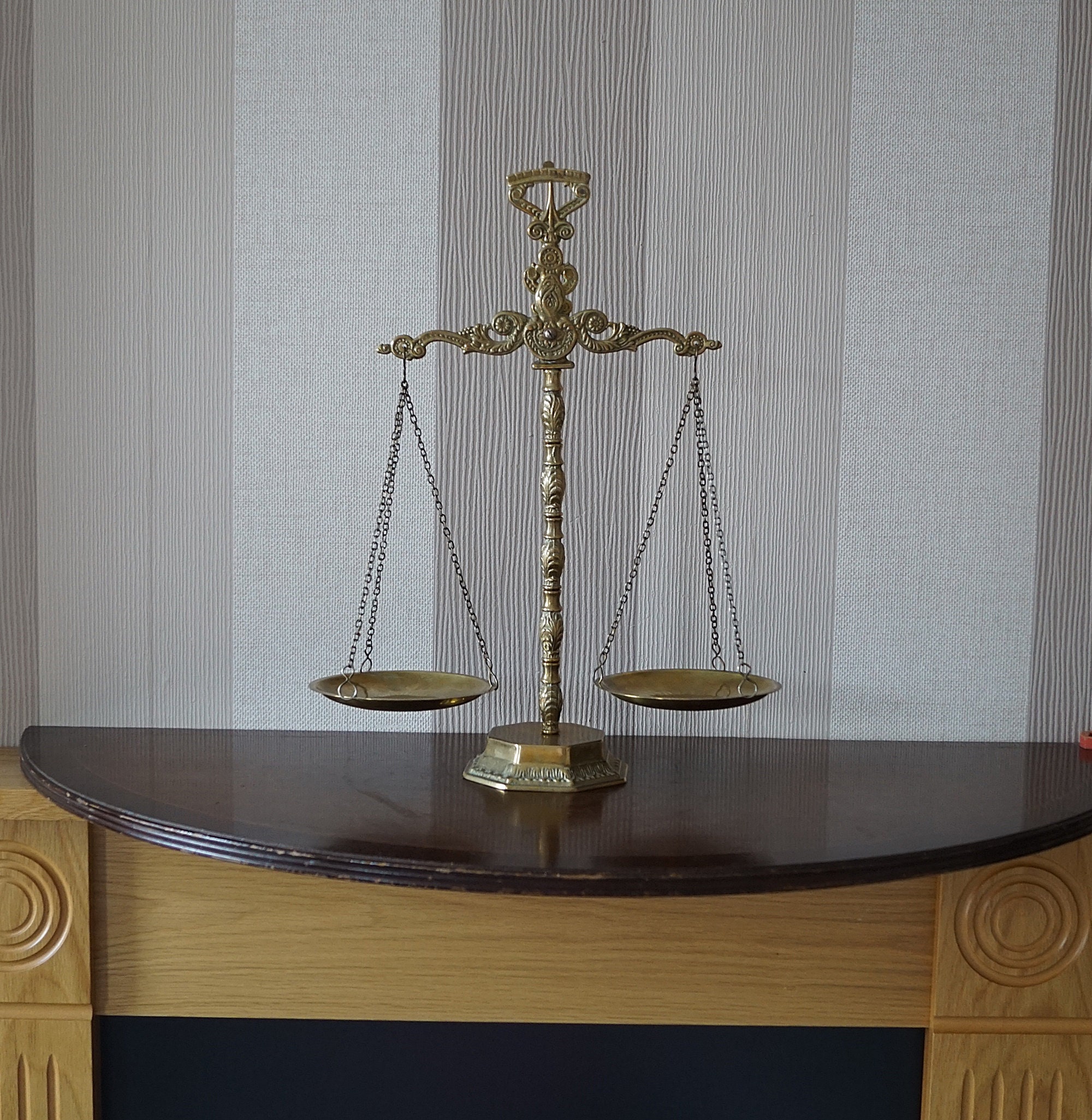 Bronzed Legal Lawyer Scales of Justice with Eagle Finial and Marble  Base-12.5in.ht G.