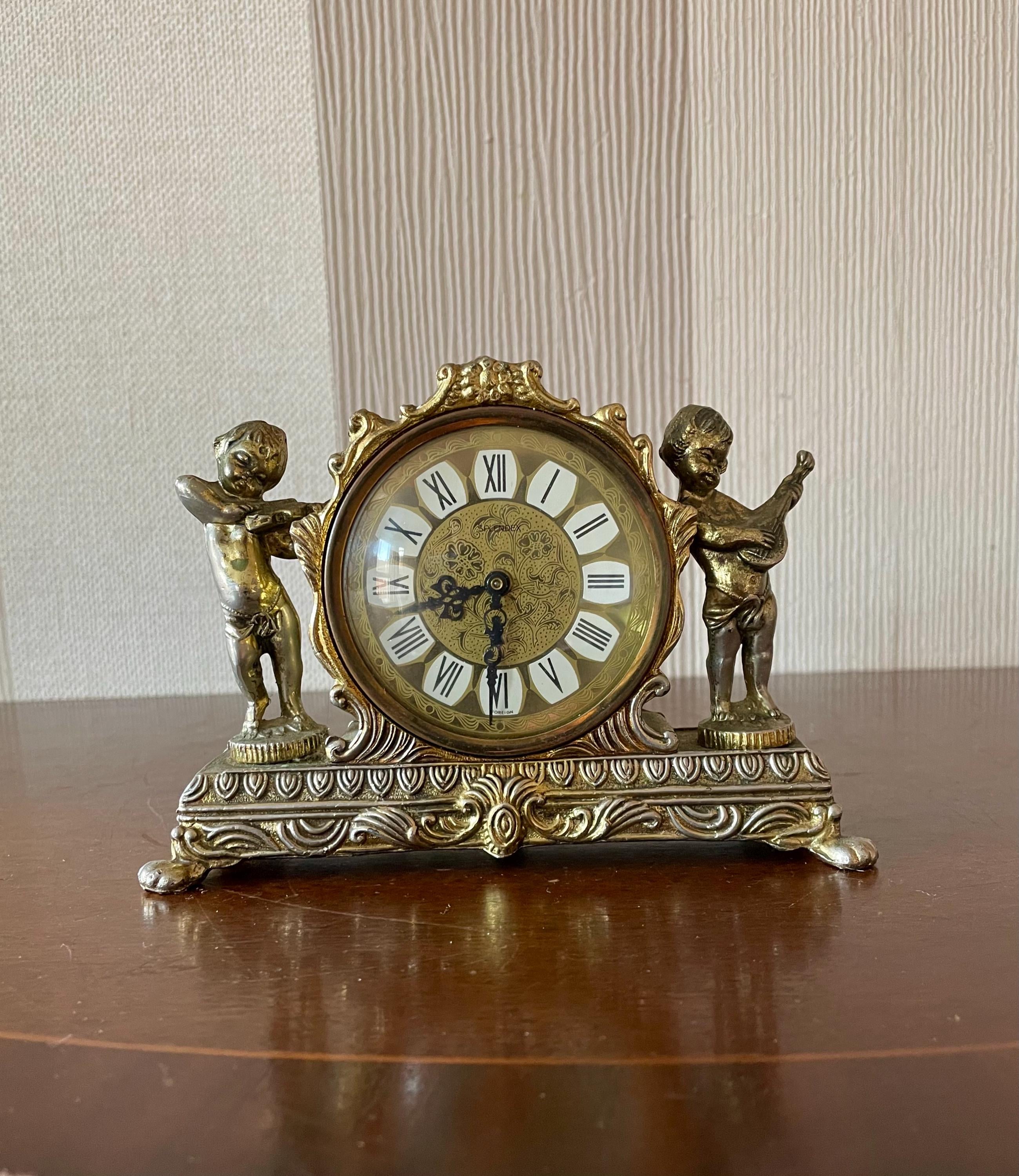 Vintage Splendex West Germany Mantel Clock Wind Up Very Ornate, Working Condition.