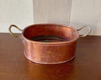 Vintage Copper Bowl, Copper Kitchen Utensils, Old Copper Planter, Rustic Farmhouse Décor Made in England.