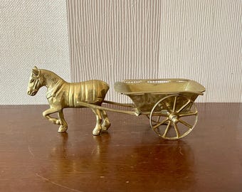 Vintage Brass Horse and Cart