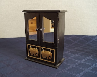 Vintage wooden jewelry chest, wooden jewelry box.