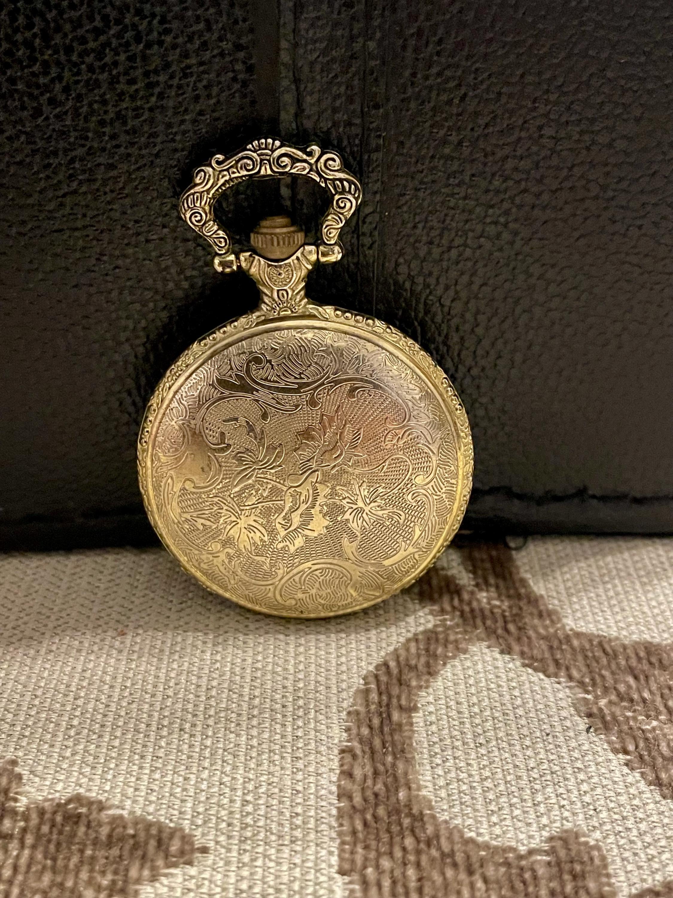 Vintage Gold-tone Quartz Pocket Watch With Eagle Motif. Good