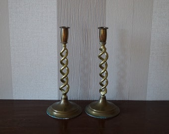 2 Antique Brass Candle Holders.