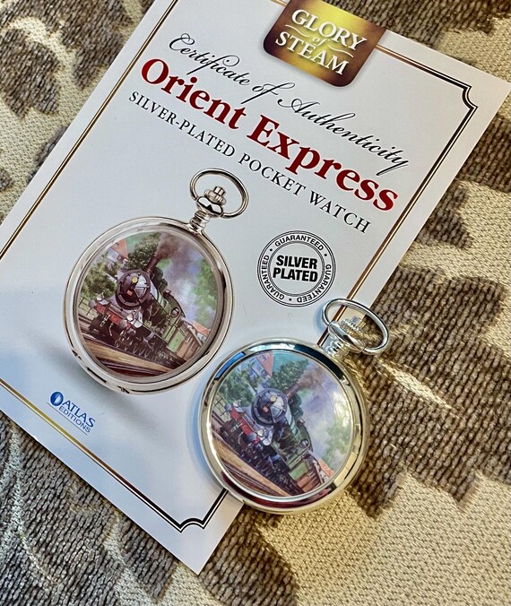 Mechanical Silver Plated Orient Express Pocket Wa… - image 1
