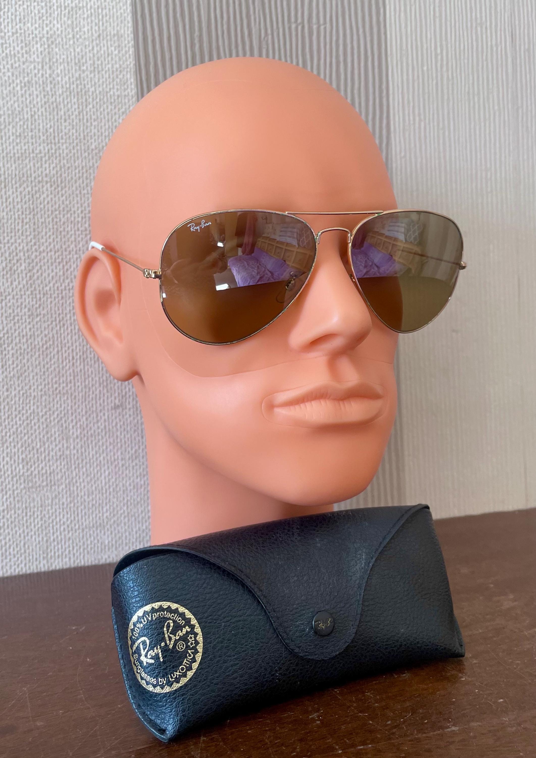 RAY-BAN Aviator Sunglasses RB3025 001 62014, Brown, Gold Metal