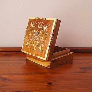 Vintage storage box made of wood , a jewellery box made in the 80s.