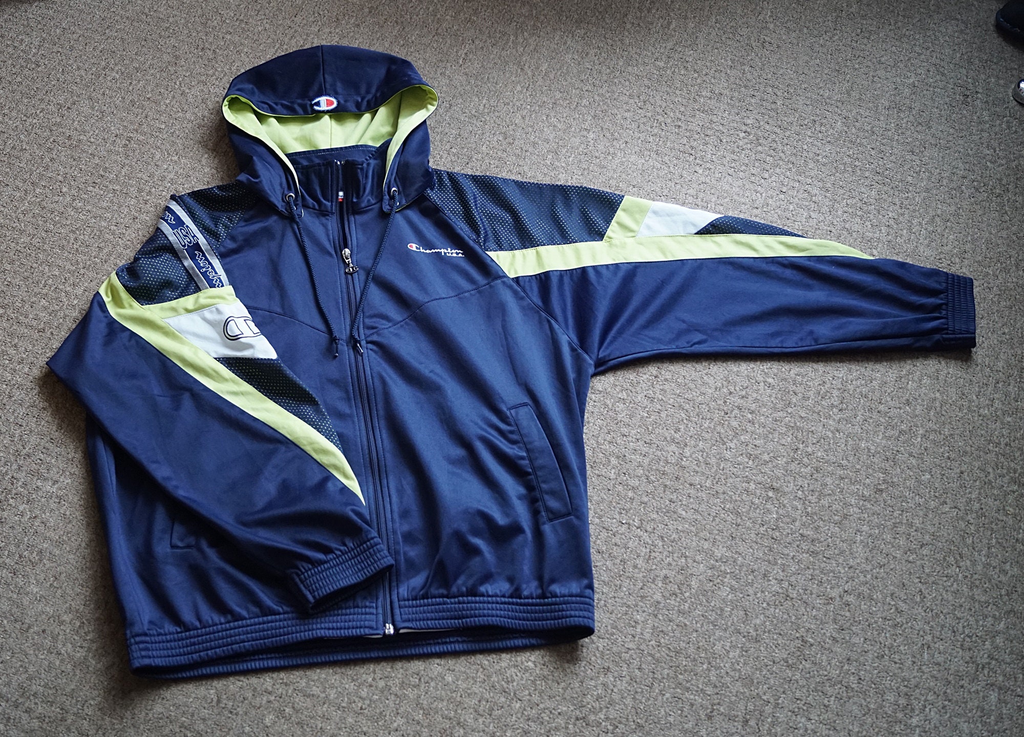 Image of Vintage Champion U.s.a Zip-Front Jacket Size L, Vintage Sportswear, Track Jacket, Authentic Champion, Hipster