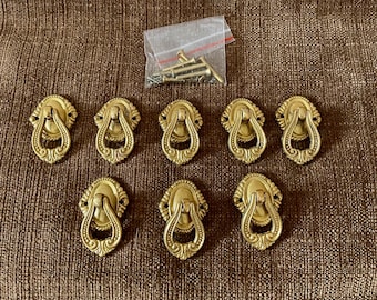 Set van 8 vintage koperen ladeknoppen, vintage koperen ladeknoppen.