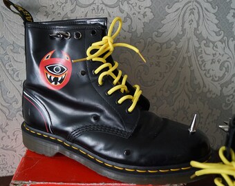 Dr Martens Airwair UK 7, EU 41, Black Leather, Customised Dr Martens Airwair UK 7, EU 41, Black Leather, Customised