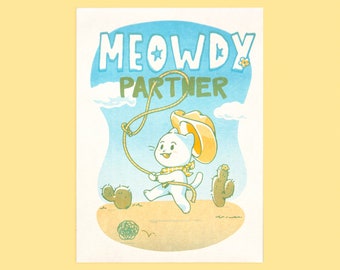 Meowdy Partner Risograph Print