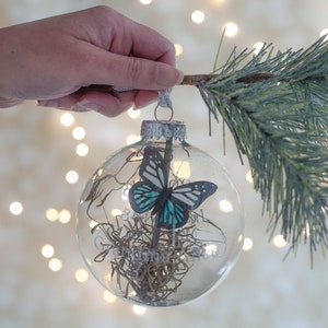 Memorial ornament personalized | Christmas ornaments | Butterfly sympathy gift | In Loving Memory
