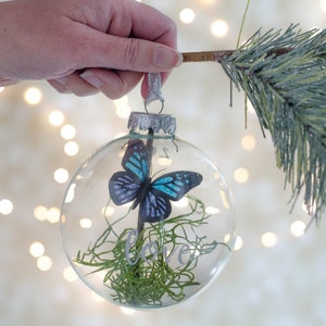 Personalized ornaments - Blue butterfly ornament - Colorful Christmas gift