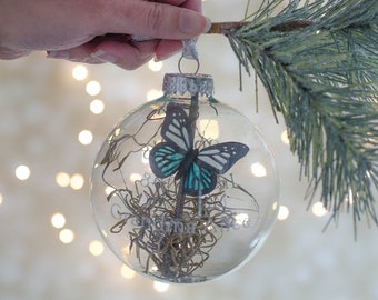 Memorial ornament personalized | Christmas ornaments | Butterfly sympathy gift | In Loving Memory