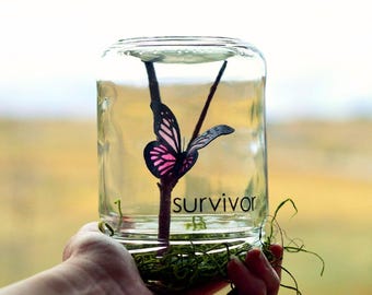 Cancer Survivor Gift Beat Cancer Butterfly Jar End Chemo Treatment Milestone Celebration Unique Cancer Free Keepsake Remission Present