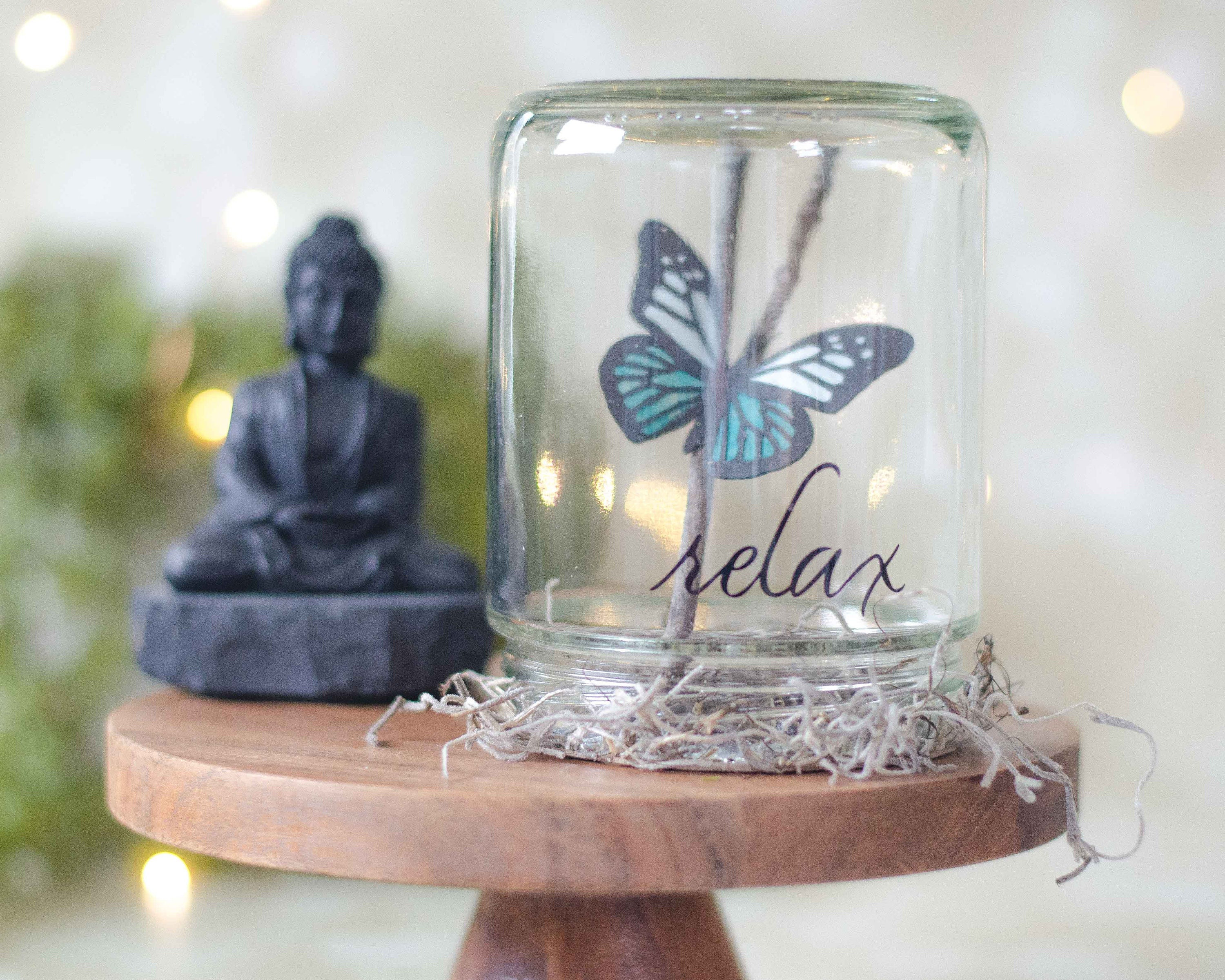 Retirement Gift For Women - Paper Butterfly in Glass Jar, Relaxation Keepsake, Handmade Custom Word