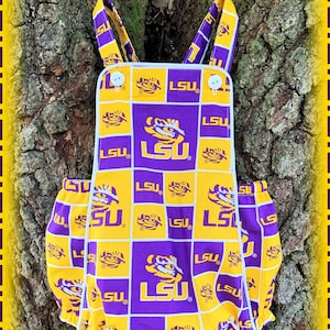 FREE SHIPPING! Vintage Style Baby Romper for Boy or Girl Inspired by LSU Tigers Game Day Louisiana State