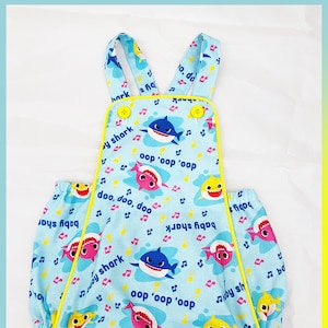 FREE SHIPPING! Vintage Style Baby Romper for Boy or Girl Inspired by Baby Shark