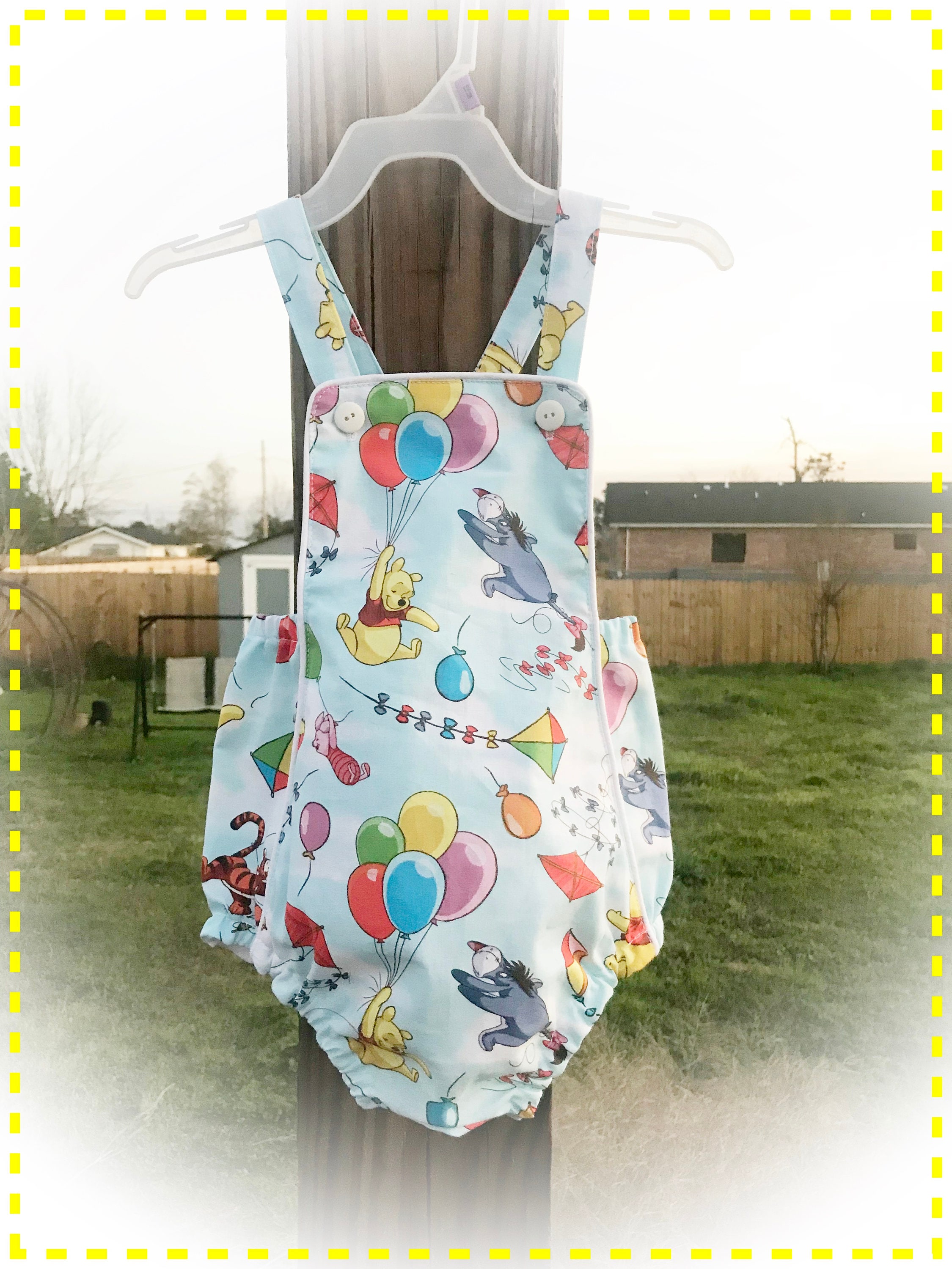 FREE SHIPPING! Vintage Style Baby Romper for Boy or Girl Inspired by Winnie the Pooh