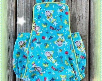 FREE SHIPPING! Vintage Style Baby Romper for Boy or Girl Inspired by Buzz Lightyear Toy Story