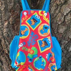 FREE SHIPPING! Vintage Style Baby Romper for Boy or Girl Inspired by Cookie Monster