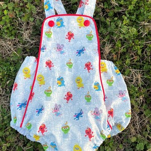 FREE SHIPPING! Vintage Style Baby Romper for Boy or Girl Inspired by Sesame Street Also available as a dress