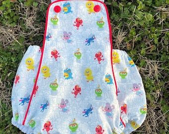 FREE SHIPPING! Vintage Style Baby Romper for Boy or Girl Inspired by Sesame Street Also available as a dress