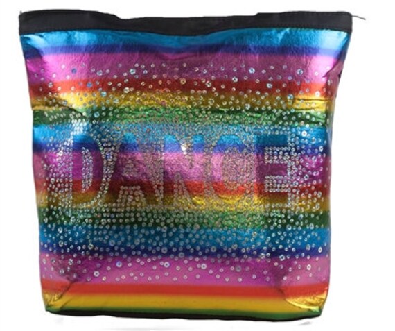 Gymnastics Ballet Colorful Rainbow Shimmer Dance Tote Bag Holographic Sequin NEW