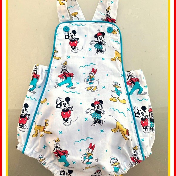 FREE SHIPPING! Vintage Style Baby Romper for Girl Inspired by Minnie Mouse Mickey Mouse Donald Duck Daisy Duck Pluto Goofy Inspired