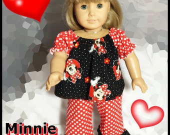 FREE SHIPPING 18" Doll Clothes 15" Doll Clothes 13" Doll Clothes Inspired by Minnie Mouse Doll Clothes