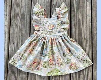 FREE SHIPPING Winnie the Pooh Inspired Dress Made to Match Vintage Romper Made From Same Fabric