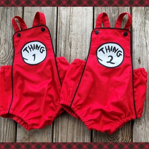 FREE SHIPPING! Vintage Style Baby Romper for Boy or Girl Inspired by Thing 1 and Thing 2