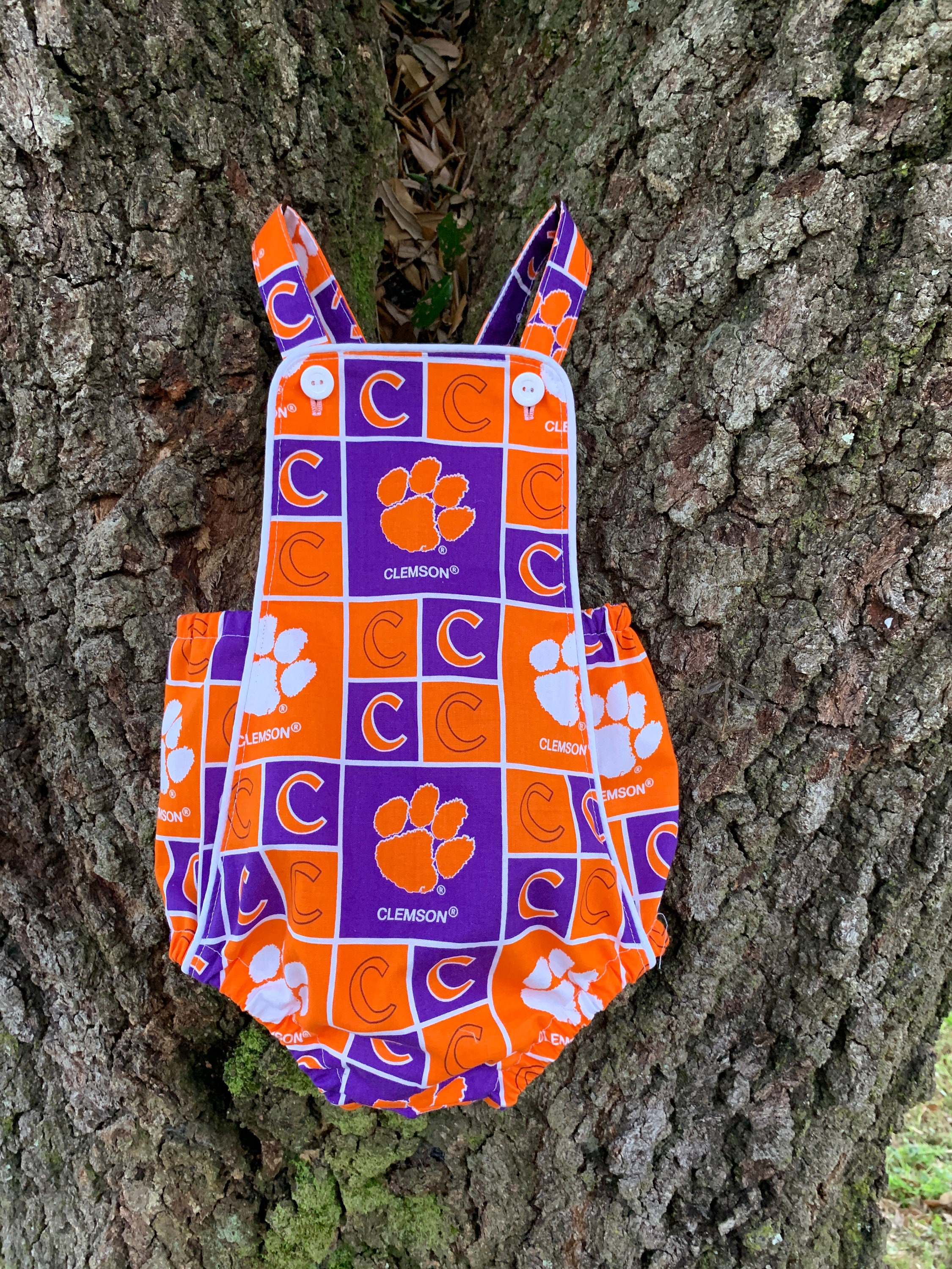 FREE SHIPPING! Vintage Style Baby Romper for Boy or Girl Inspired by Clemson