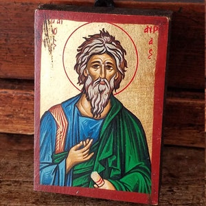 Vintage Religious Plaque~Russian Icon Painting~Hand Painted Saint~Traveling Icon~Religious Art on Wood~Home Altar~JewelsandMetals