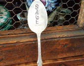 Upcylced Silverware Bookmark Plant Marker SAGE Repurposed Silverware Garden Herb marker Garden Stake Flattened vintage spoon JewelsandMetals