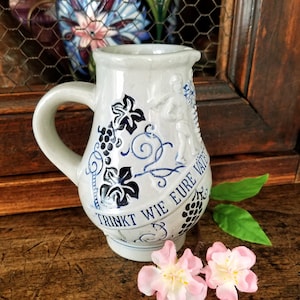 German Wine Pitcher~Vintage Blue & Gray Wine Server