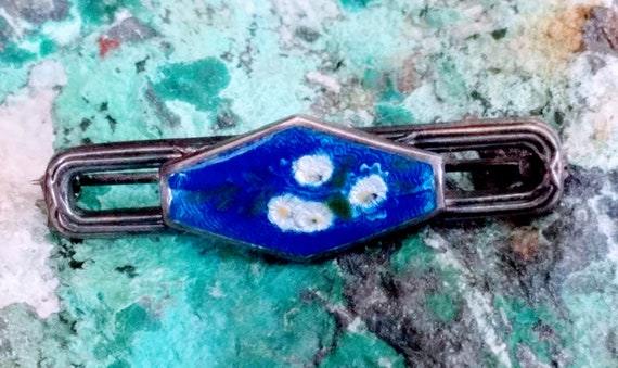 Antique Sterling & Enamel Bar Pin~Old C Clasp Vic… - image 7