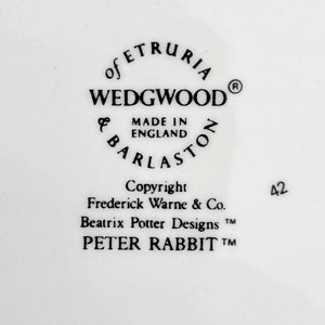 Peter Rabbit Nursery Set by Wedgwood England2-Piece Child Plate & Bowl image 10
