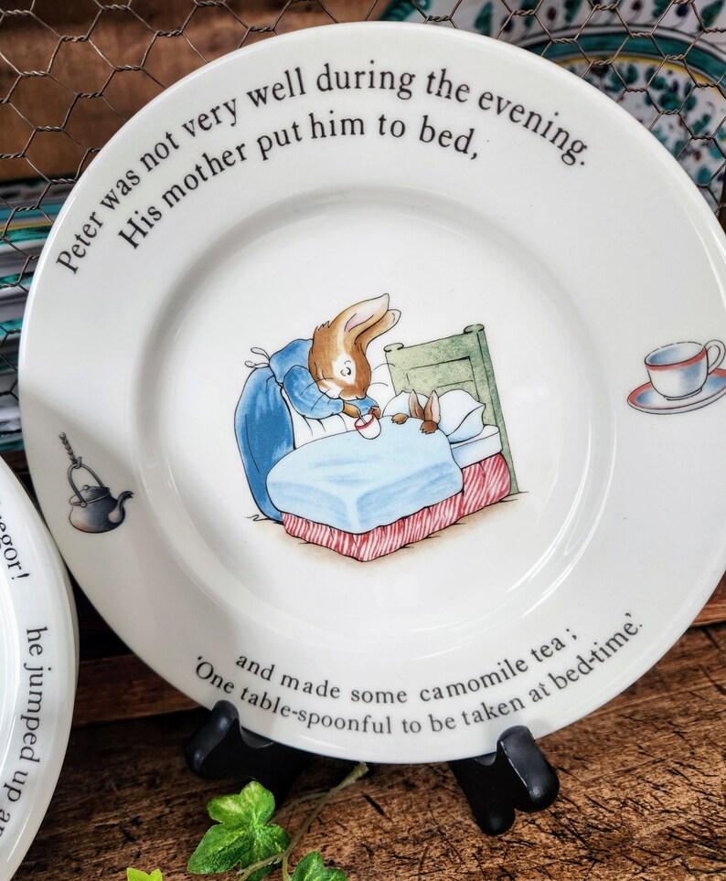 Peter Rabbit Nursery Set by Wedgwood England2-Piece Child Plate & Bowl image 4