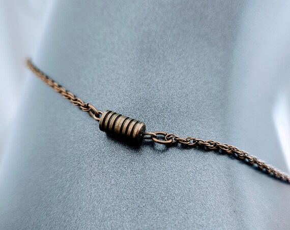 Brass Filigree & Blue Glass Necklace~Lariat Neckl… - image 5