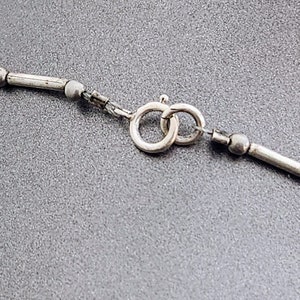 Hand Beaded Rose Quartz Heart & Cross Necklace, Liquid Silver Beads image 8
