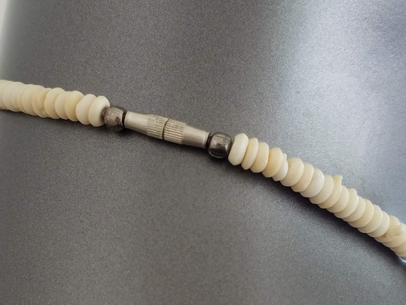 African Beaded Necklace in Bone~Hand Carved Bone … - image 7