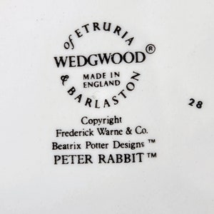 Peter Rabbit Nursery Set by Wedgwood England2-Piece Child Plate & Bowl image 9