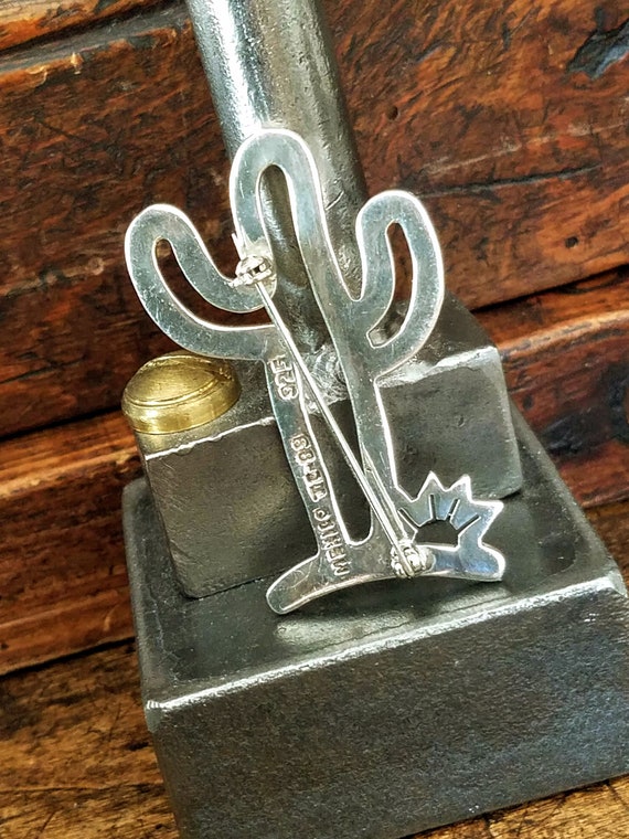 Signed TAXCO Sterling Cactus Brooch~Sterling Silv… - image 5