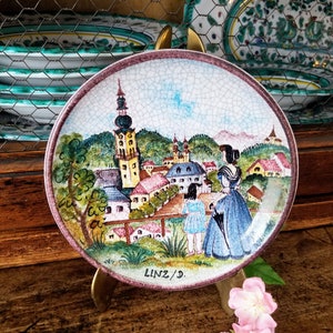 Austria Decorative Plate6 Vintage Ceramic Hand Painted Pottery Plate Crackle GlazeWall DecorJewelsandMetals image 7