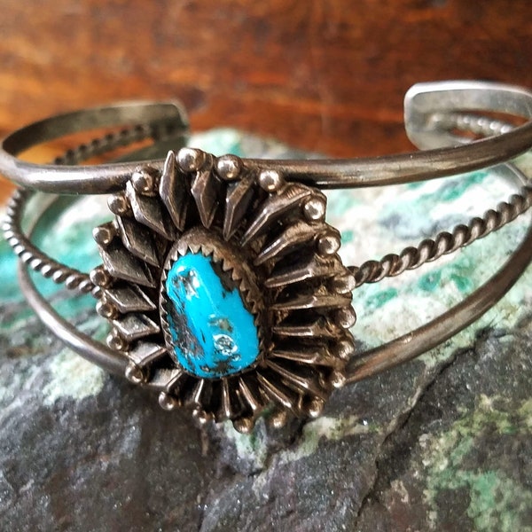 Stunning BEGAY Signed Turquoise Cuff~Sterling Silver & Blu Turquoise Old Pawn Navajo Cuff~Native American Vintage Jewelry~JewelsandMetals