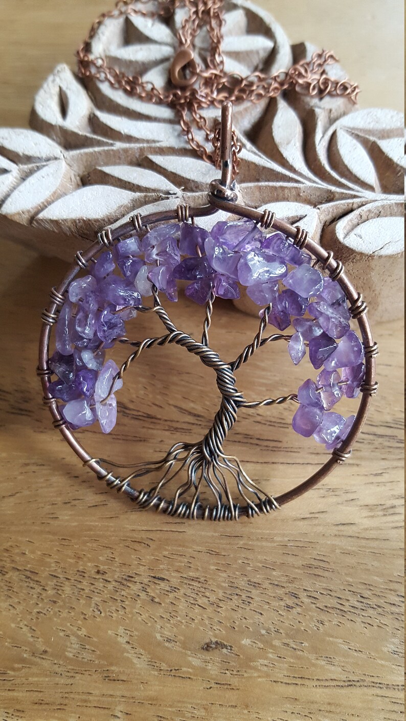 Tree of Life Pendant~Wire Wrapped Pendant Brass /& Copper~Purple Amethyst~Tree Pendant~Boho Necklace~18-20 Copper Chain~JewelsandMetals.