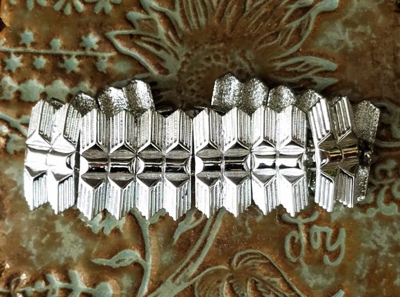 Signed CORO Bracelet~Vintage Link Bracelet~Wide G… - image 2