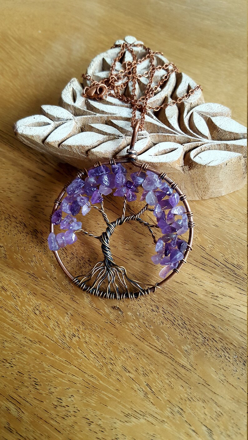 Tree of Life Pendant~Wire Wrapped Pendant Brass /& Copper~Purple Amethyst~Tree Pendant~Boho Necklace~18-20 Copper Chain~JewelsandMetals.